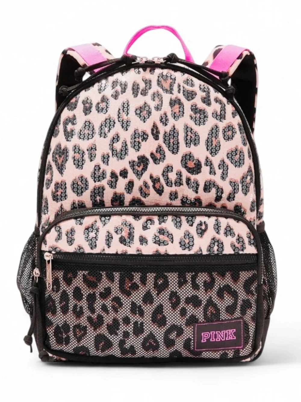 🆕🐆 PINK Leopard Sequin Backpack Victoria’s Secret Limited Edition NWT